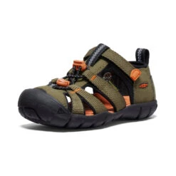Keen Little Kids' Seacamp II CNX | Dark Olive/Gold Flame -Keen 75a3a51bc9df3d1ca850c3905137a2a7d6ec7db3